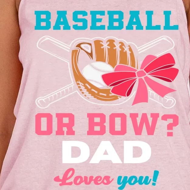 Baseball Or Bows Dad Announcet Gender Reveal Gift Women's Knotted Racerback Tank