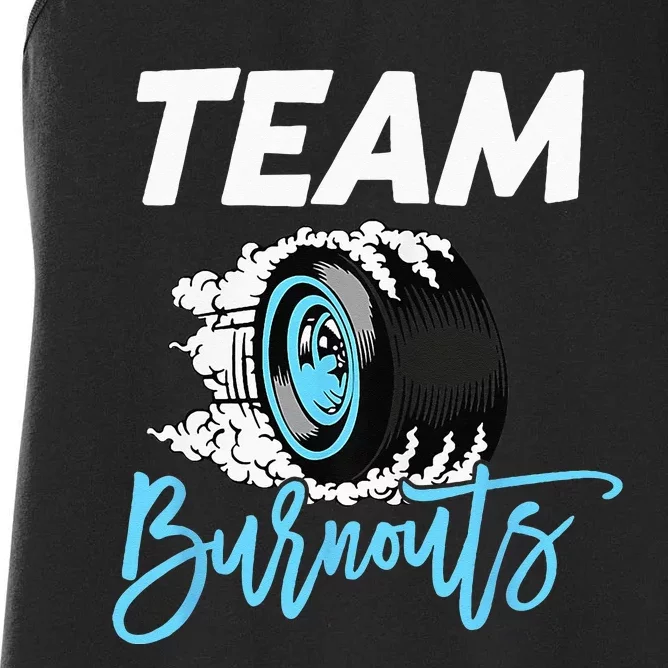 Burnouts Or Bows Team Boy Team Girl Gender Reveal Women's Racerback Tank