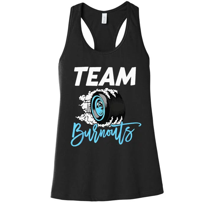 Burnouts Or Bows Team Boy Team Girl Gender Reveal Women's Racerback Tank