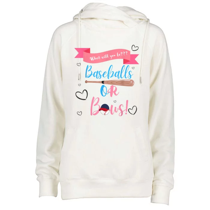 Baseball Or Bows Gender Reveal Womens Funnel Neck Pullover Hood