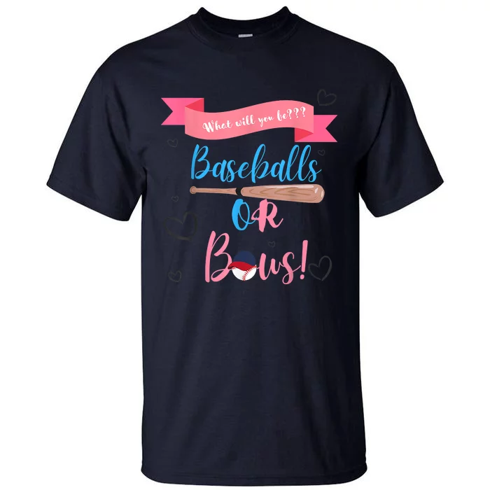 Baseball Or Bows Gender Reveal Tall T-Shirt