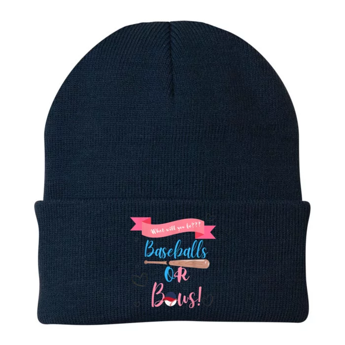 Baseball Or Bows Gender Reveal Knit Cap Winter Beanie