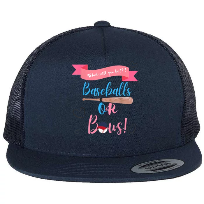 Baseball Or Bows Gender Reveal Flat Bill Trucker Hat