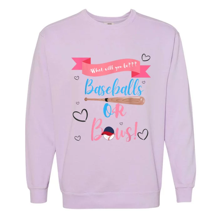 Baseball Or Bows Gender Reveal Garment-Dyed Sweatshirt