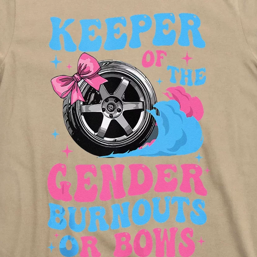 Burnouts Or Bows Funny Keeper Of Gender Baby Reveal Party T-Shirt