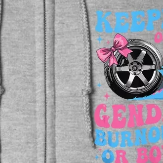 Burnouts Or Bows Funny Keeper Of Gender Baby Reveal Party Full Zip Hoodie