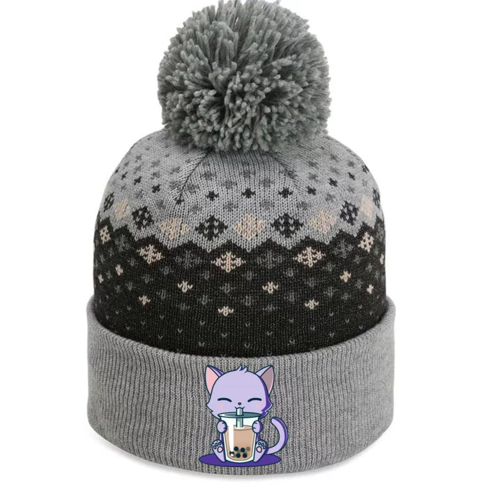 Boba Kitty The Baniff Cuffed Pom Beanie