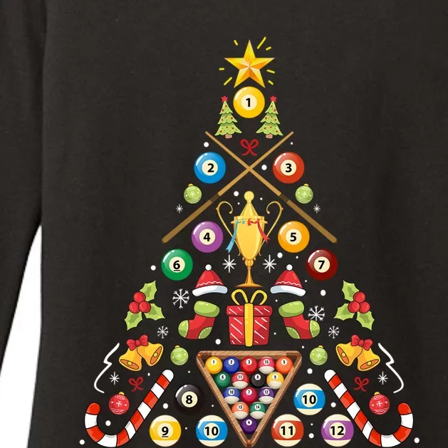 Billiard Ornat Christmas Tree Hockey Lover Xmas Gift Womens CVC Long Sleeve Shirt