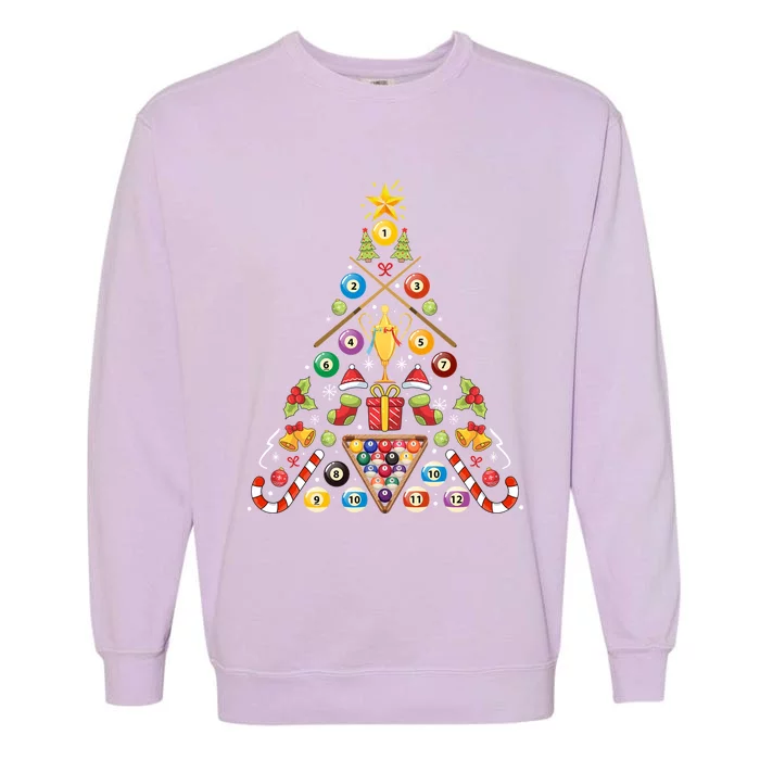 Billiard Ornat Christmas Tree Hockey Lover Xmas Gift Garment-Dyed Sweatshirt