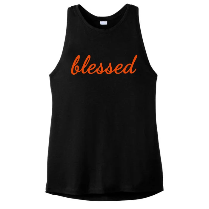 Blessed Orange Christian Ladies Tri-Blend Wicking Tank