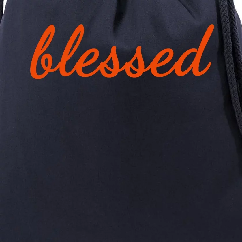 Blessed Orange Christian Drawstring Bag