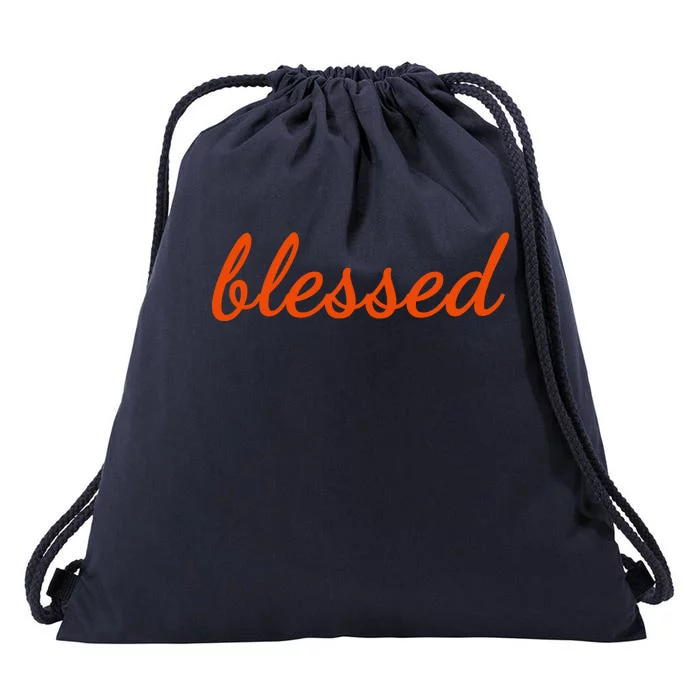 Blessed Orange Christian Drawstring Bag