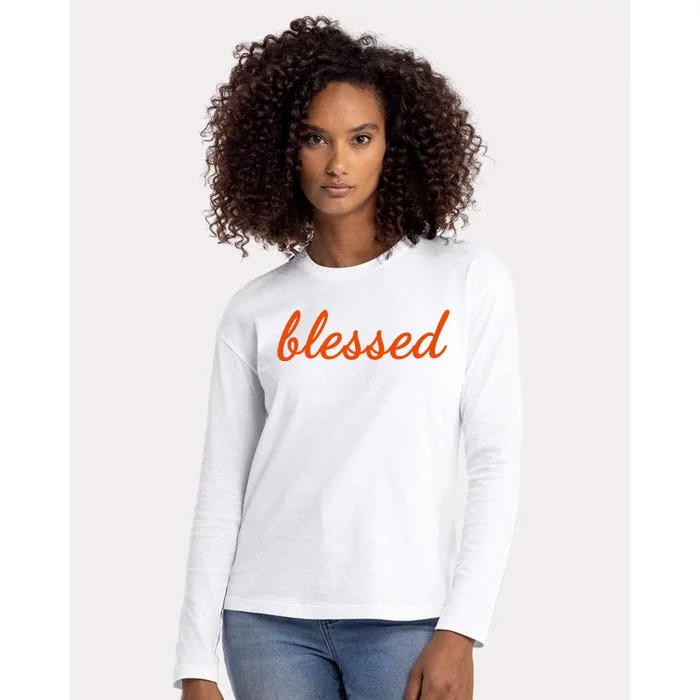 Blessed Orange Christian Womens Cotton Relaxed Long Sleeve T-Shirt