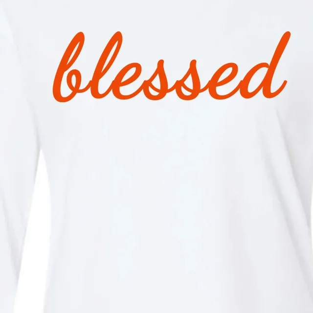 Blessed Orange Christian Womens Cotton Relaxed Long Sleeve T-Shirt