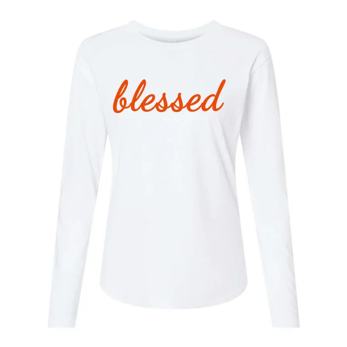 Blessed Orange Christian Womens Cotton Relaxed Long Sleeve T-Shirt