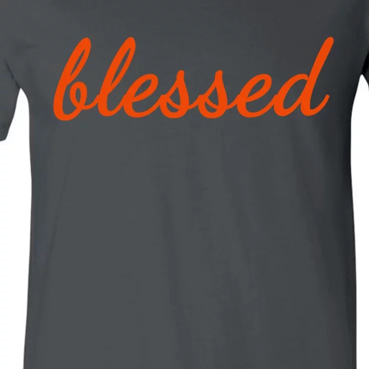 Blessed Orange Christian V-Neck T-Shirt