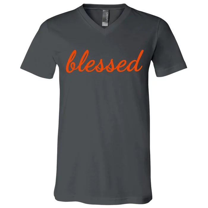 Blessed Orange Christian V-Neck T-Shirt