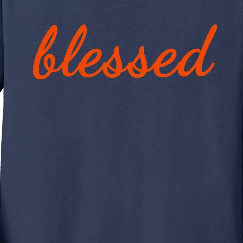 Blessed Orange Christian Kids Long Sleeve Shirt