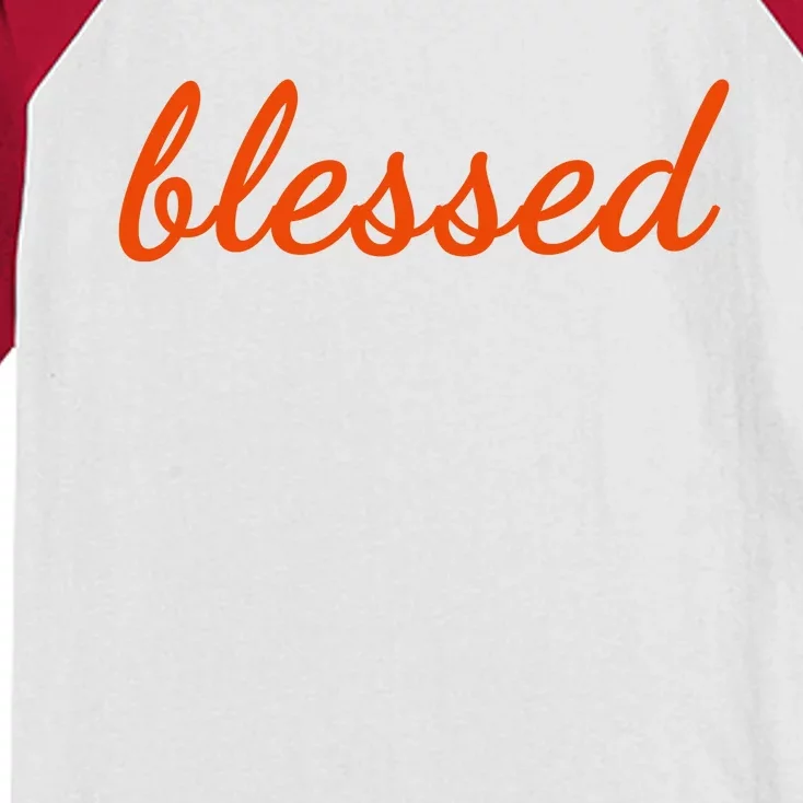 Blessed Orange Christian Kids Colorblock Raglan Jersey