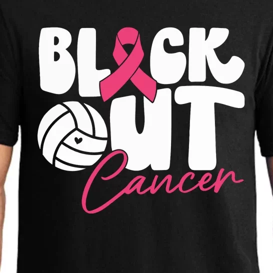 Block Out Cancer Volleyball Cancer Awareness Month Pajama Set