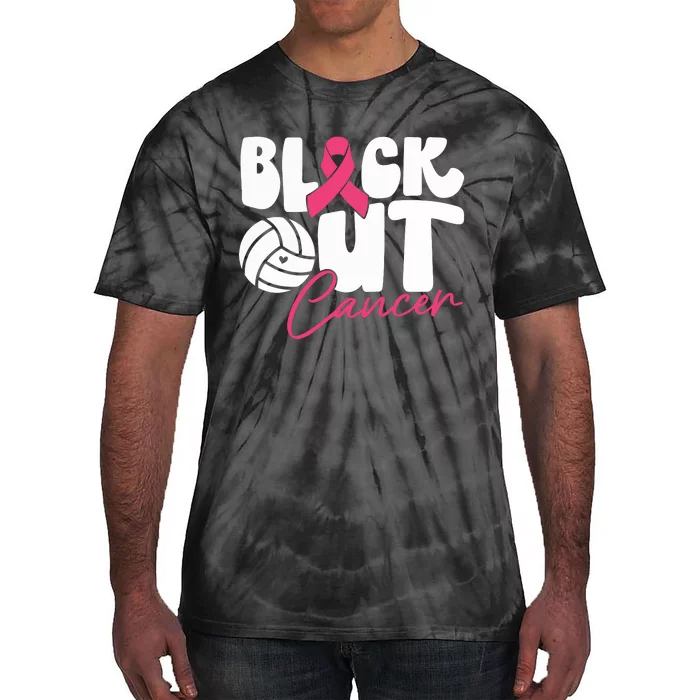 Block Out Cancer Volleyball Cancer Awareness Month Tie-Dye T-Shirt