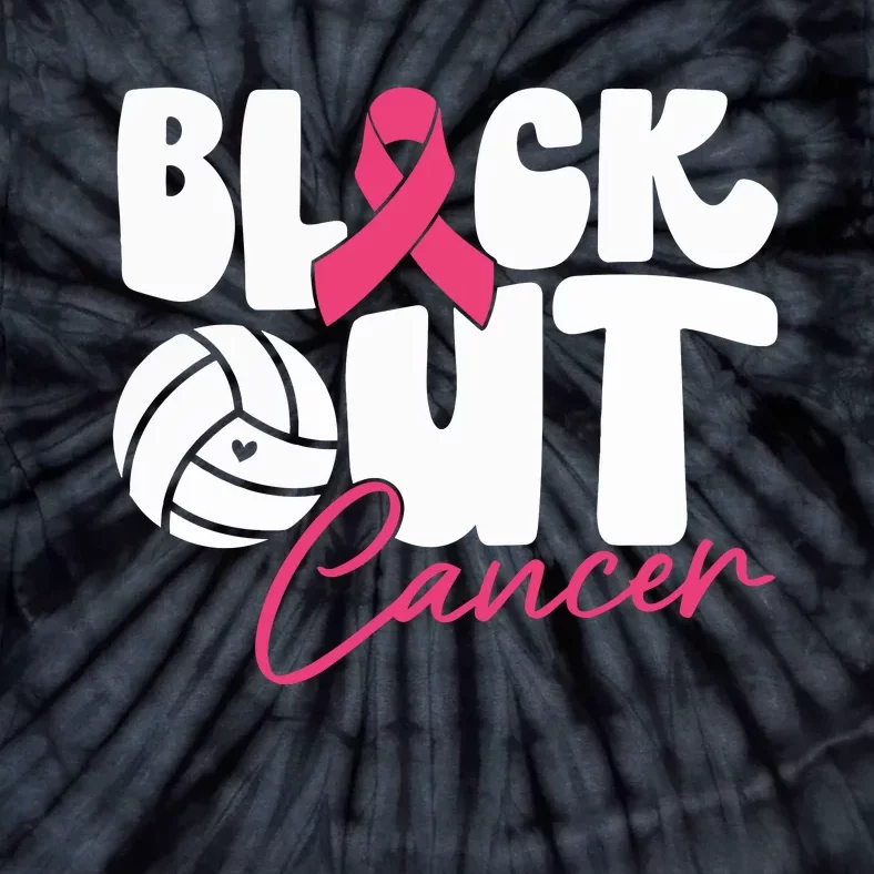 Block Out Cancer Volleyball Cancer Awareness Month Tie-Dye T-Shirt