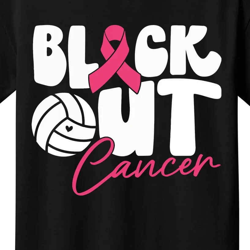 Block Out Cancer Volleyball Cancer Awareness Month Kids T-Shirt