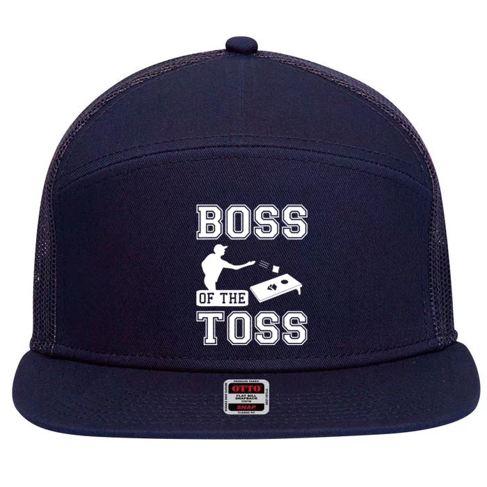 Boss Of Cornhole Game 7 Panel Mesh Trucker Snapback Hat