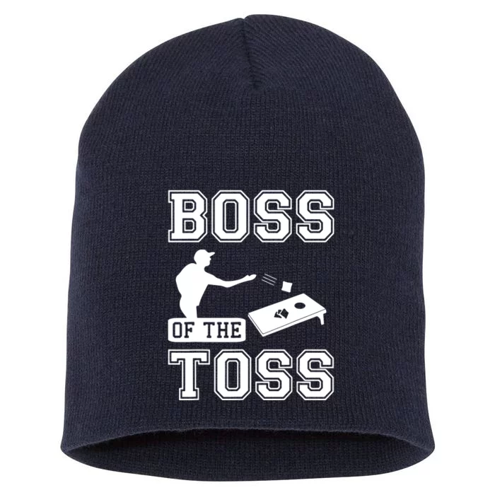 Boss Of Cornhole Game Short Acrylic Beanie