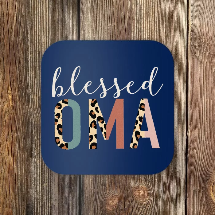 Blessed Oma Cute Leopard Print Coaster