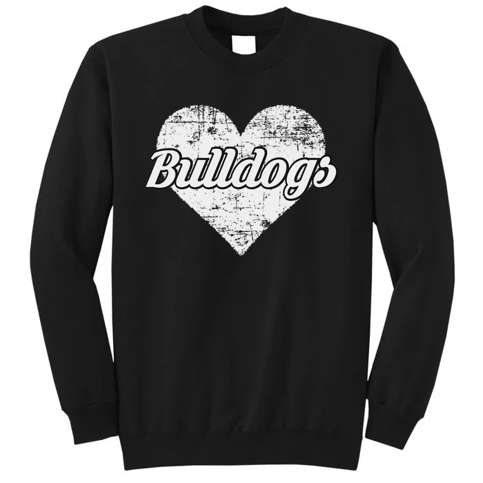 Bulldogs Over Distressed Heart Lawrence County Tall Sweatshirt