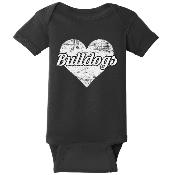 Bulldogs Over Distressed Heart Lawrence County Baby Bodysuit