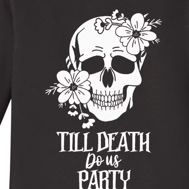 Bride or Die Skull Halloween Gothic Style Bachelorette Party Baby Long Sleeve Bodysuit