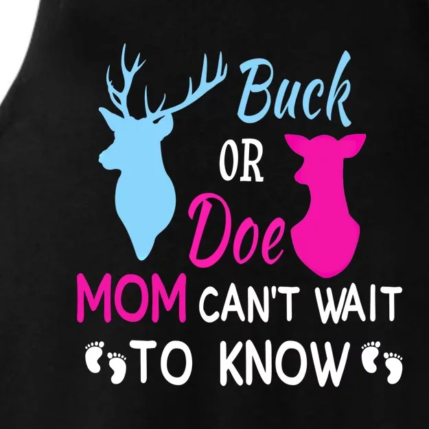 Buck Or Doe Mom Can't Wait To Know Funny Pregnancy Reveal Funny Gift Ladies Tri-Blend Wicking Tank