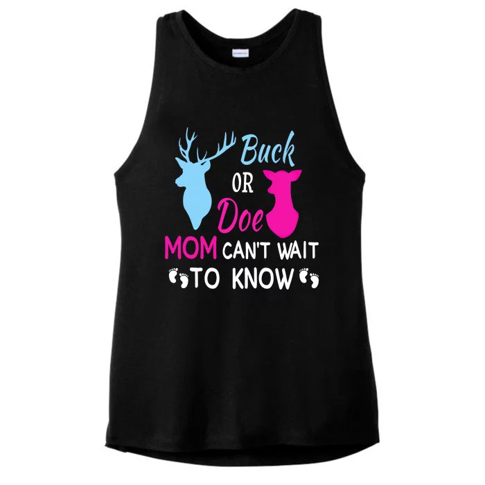 Buck Or Doe Mom Can't Wait To Know Funny Pregnancy Reveal Funny Gift Ladies Tri-Blend Wicking Tank