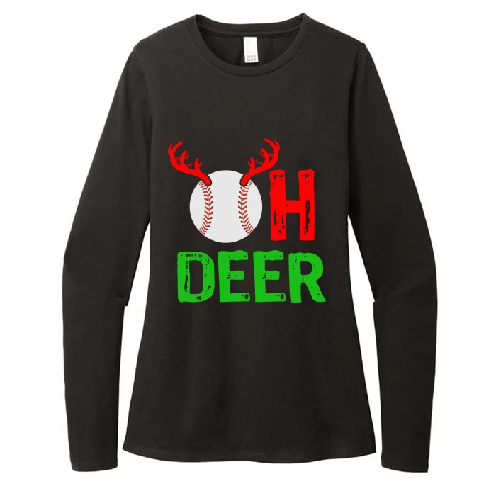 Baseball Oh Deer Gift Funny Christmas Reindeer Top Womens CVC Long Sleeve Shirt