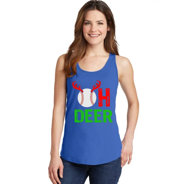 Baseball Oh Deer Gift Funny Christmas Reindeer Top Ladies Essential Tank