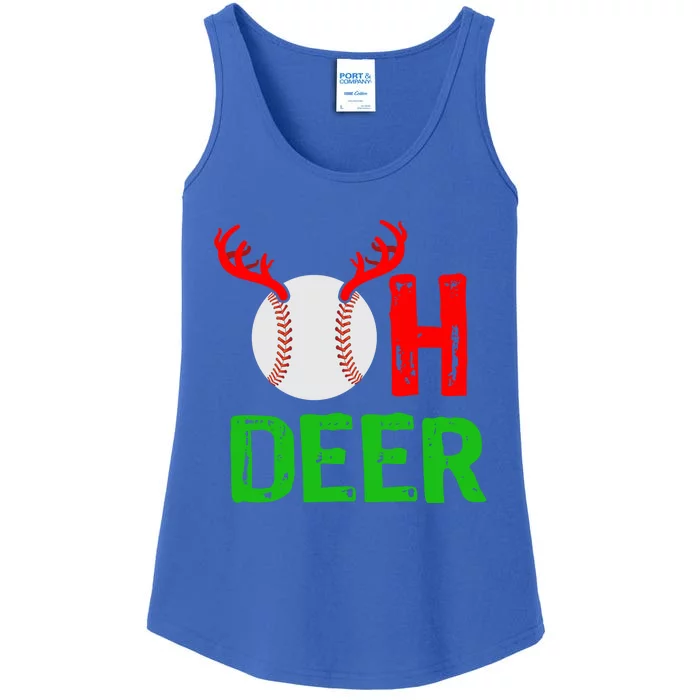 Baseball Oh Deer Gift Funny Christmas Reindeer Top Ladies Essential Tank