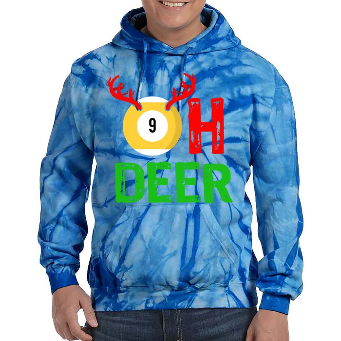 Billiards Oh Deer Cool Gift Funny Christmas Reindeer Tie Dye Hoodie