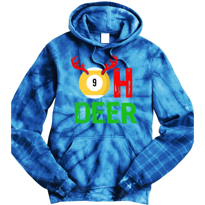 Billiards Oh Deer Cool Gift Funny Christmas Reindeer Tie Dye Hoodie