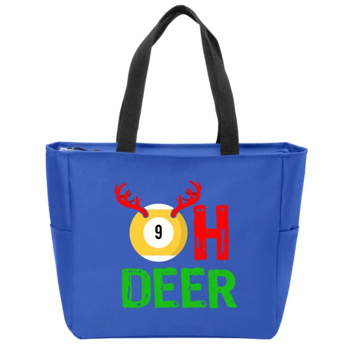 Billiards Oh Deer Cool Gift Funny Christmas Reindeer Zip Tote Bag