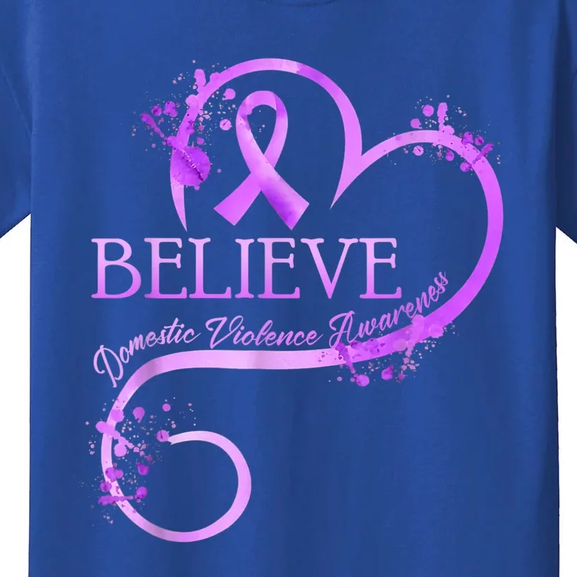 Believe October Domestic Violence Awareness Month Women Kids T-Shirt