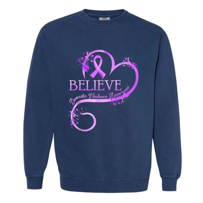 Believe October Domestic Violence Awareness Month Women Garment-Dyed Sweatshirt