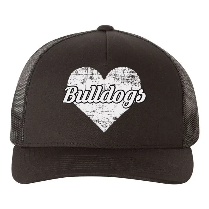 Bulldogs Over Distressed Heart Lawrence County Yupoong Adult 5-Panel Trucker Hat