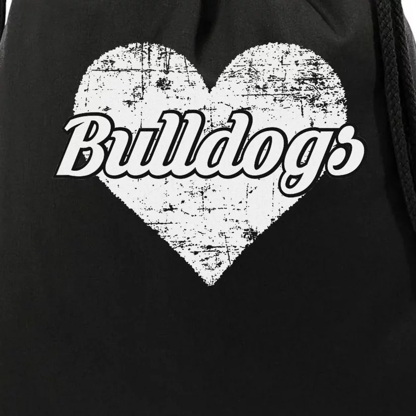 Bulldogs Over Distressed Heart Lawrence County Drawstring Bag