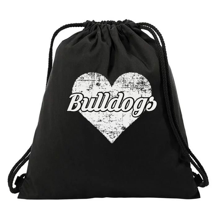 Bulldogs Over Distressed Heart Lawrence County Drawstring Bag