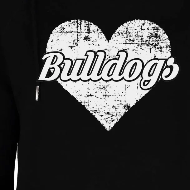 Bulldogs Over Distressed Heart Lawrence County Womens Funnel Neck Pullover Hood