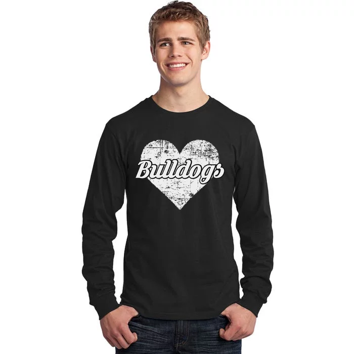 Bulldogs Over Distressed Heart Lawrence County Tall Long Sleeve T-Shirt