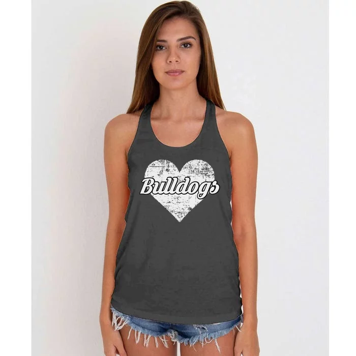 Bulldogs Over Distressed Heart Lawrence County Women's Knotted Racerback Tank