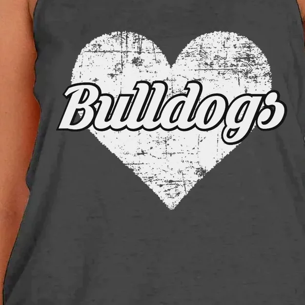 Bulldogs Over Distressed Heart Lawrence County Women's Knotted Racerback Tank